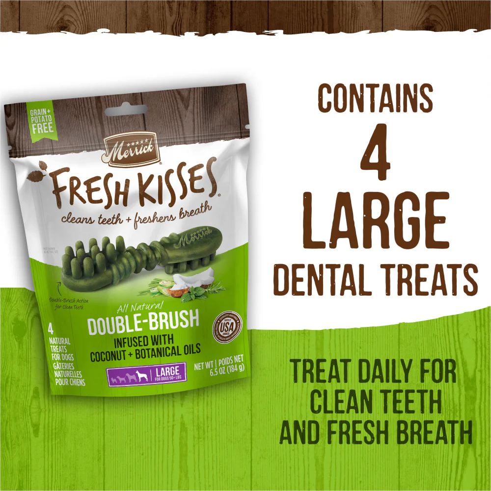 Merrick Fresh Kisses Grain Free Coconut Oil & Botanicals Large Dental Dog Treats - Image 11