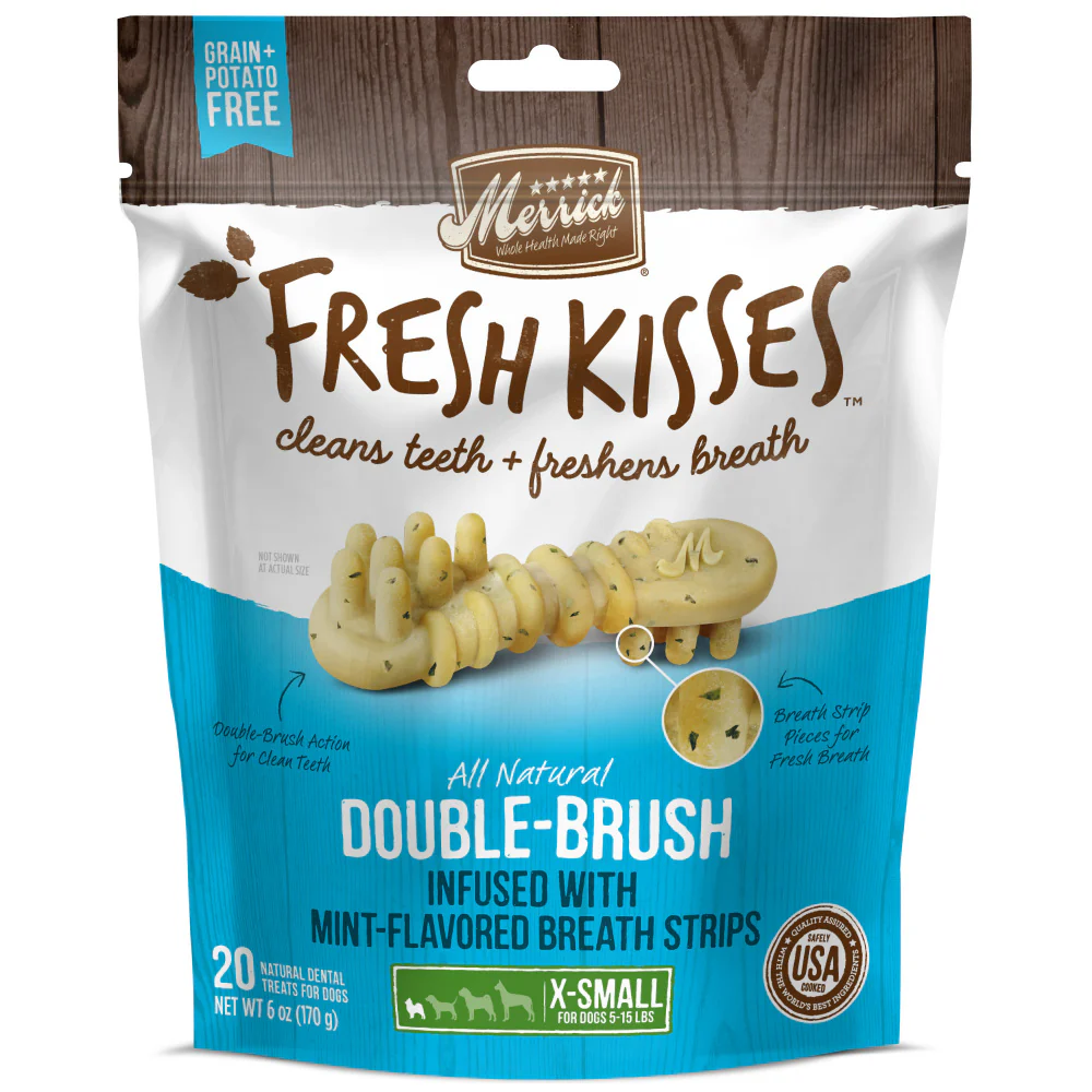 Merrick Fresh Kisses Grain Free Mint Breath Strips Extra Small Dental Dog Treats - Image 9