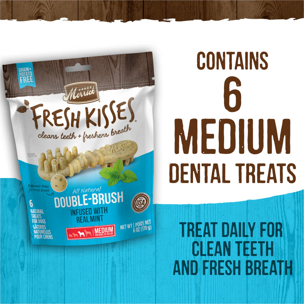 Merrick Fresh Kisses Grain Free Mint Breath Strips Medium Dental Dog Treats - Image 7
