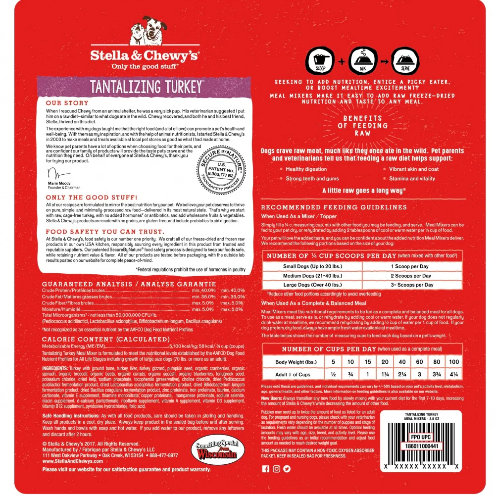 Stella & Chewy's Freeze Dried Raw Tantalizing Turkey Meal Mixers Grain Free Dog Food Topper - Image 3