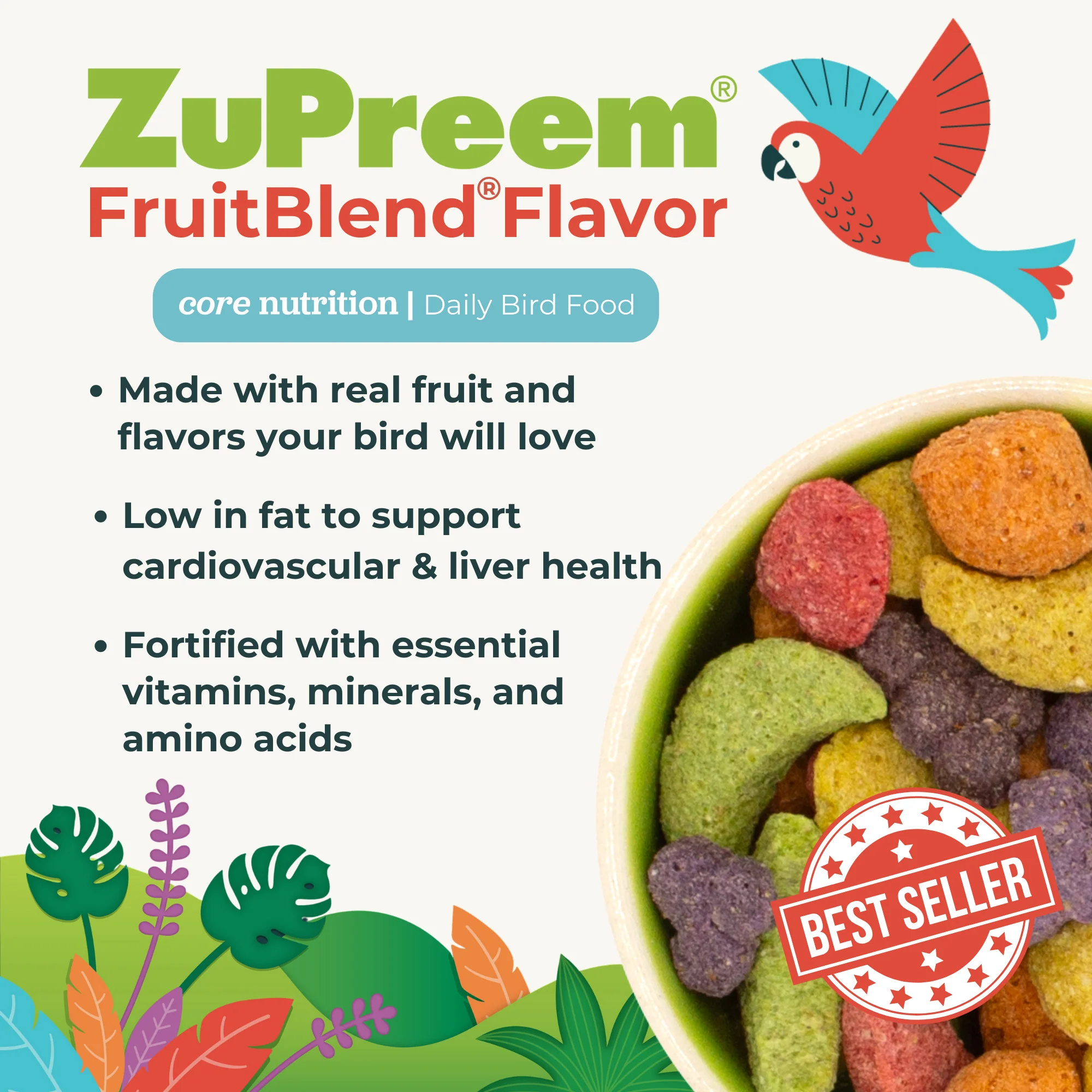 Zupreem FruitBlend Flavor Food with Natural Flavors for Large Birds - Image 7