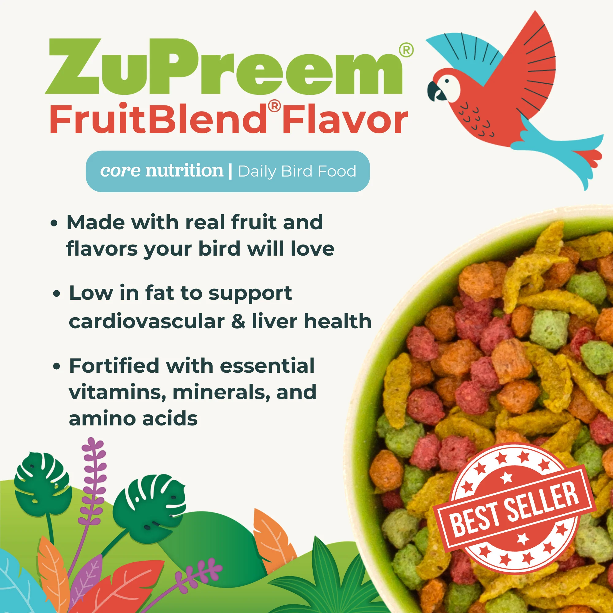 Zupreem FruitBlend Flavor Food with Natural Flavors for Medium Birds - Image 5