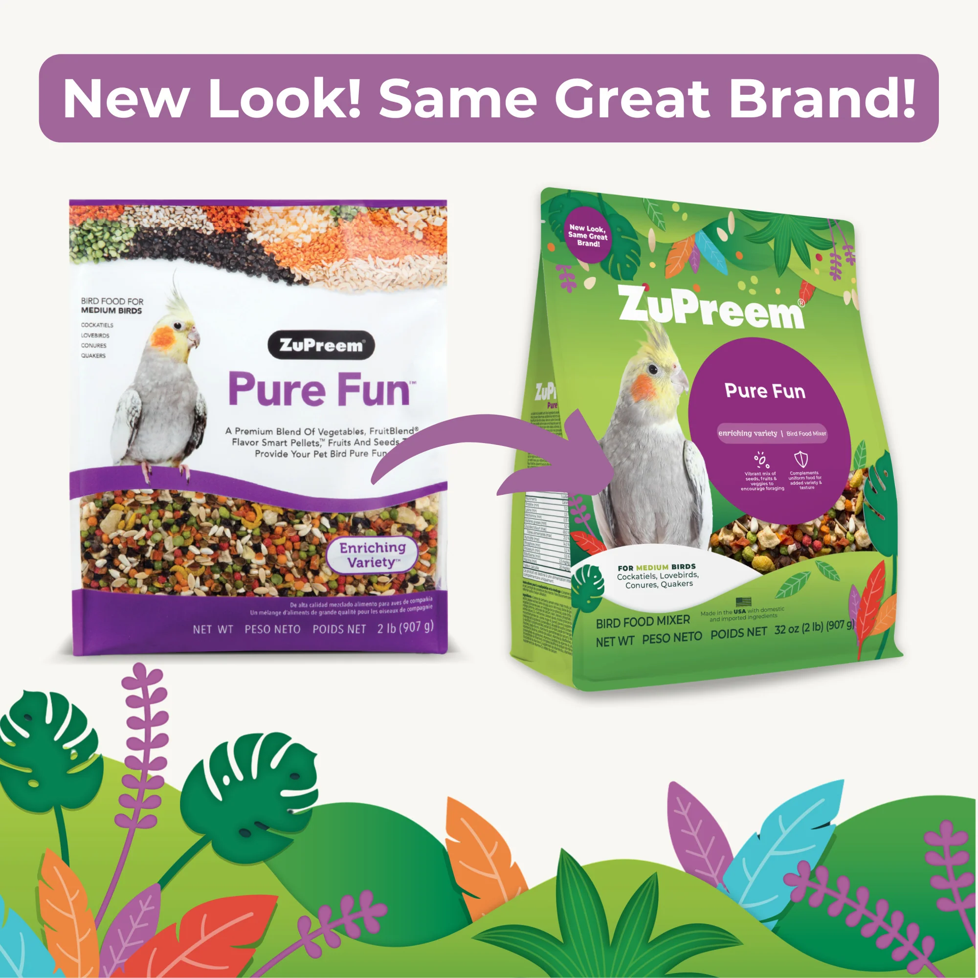 Zupreem Pure Fun Medium Bird Food 2lb- Love Birds, Quakers, Small Conures, Cockatiels - Image 9